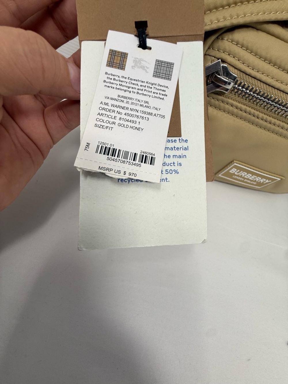 Burberry Tan Belt Bag with Silver Zippers - Picture 2 of 6